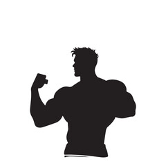 Fototapeta premium silhouette of a man, Bodybuilder Silhouette Flexing.
