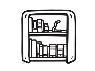 Open Shelf Bookcase line art vector illustration
