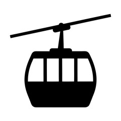 Simple black and white icon of an aerial tramway gondola cabin © pixostudio