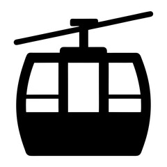 Black silhouette graphic image of a Gondola cable car vehicle icon © pixostudio