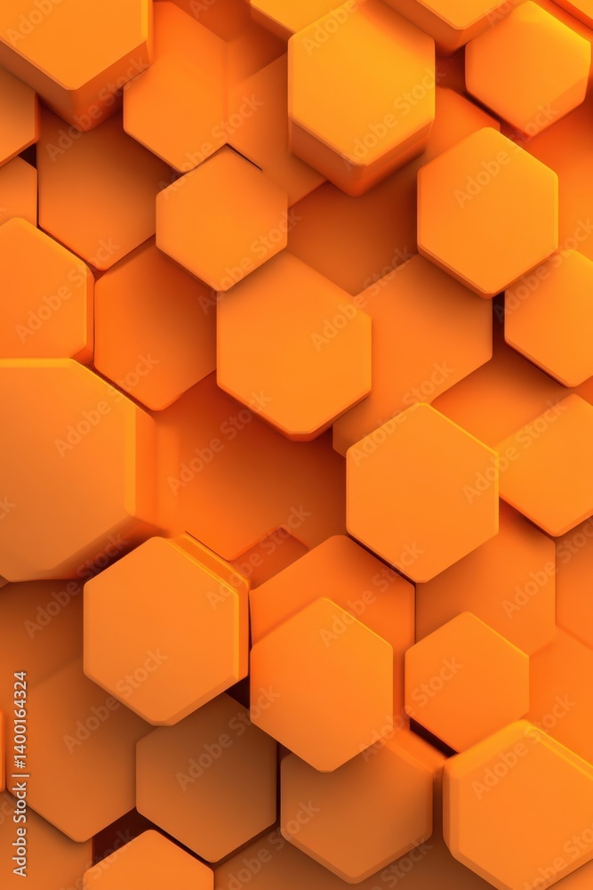 Poster geometric orange hexagon pattern background with soft shadows and modern design for creative project