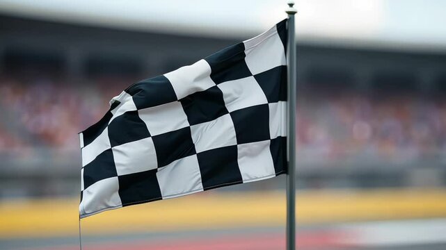 Race Day Concept &ndash; Checkered Flag Close-Up at Race Track