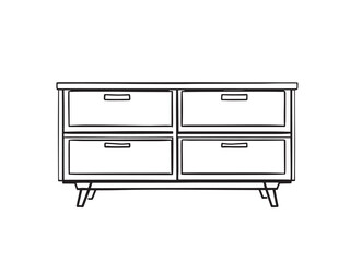 Scandinavian Sideboard line art vector illustration