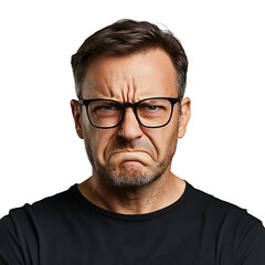 Angry Middle Aged Man Isolated Expression