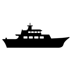 Obraz premium Silhouette of a Modern Yacht with Multiple Decks and Distinctive Features