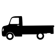 Silhouette of a Vintage Flatbed Truck Ready for Transportation Tasks
