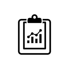 Clipboard with Time Tracking Chart Icon - Black Filled