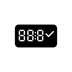 Digital Timer Display with Tick Mark Icon - Black Filled