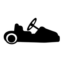 A simple black silhouette image of a gokart or bumper car