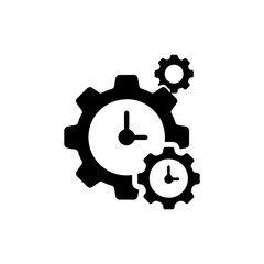 Productivity Gear with Clock Hand Center Black Filled Icon