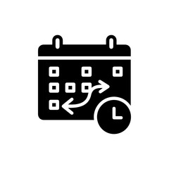 Repetitive Schedule Icon with Clock Path Black Filled Icon