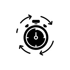 Minimal Black Stopwatch with Repeat Loop Arrows Icon
