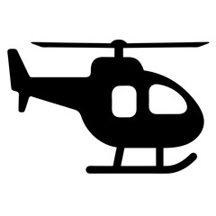 Silhouette illustration of a modern helicopter flying against a white background