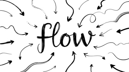 Flow Concept Illustration With Hand Drawn Arrows In Various Directions Design