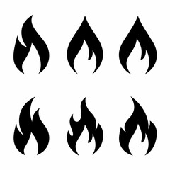 Clean Fire Symbol Silhouette vector Collection.