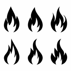 Clean Fire Symbol Silhouette vector Collection.