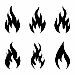 Clean Fire Symbol Silhouette vector Collection.