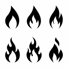 Clean Fire Symbol Silhouette vector Collection.