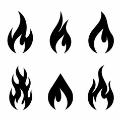 Clean Fire Symbol Silhouette vector Collection.