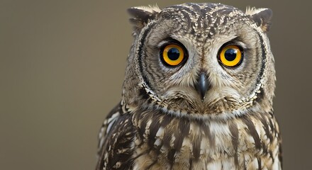 Obraz premium Intense Gaze of a Brown Owl: Wildlife Photography AI Generated