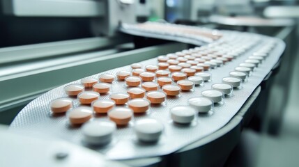 Blister packaging machine sealing tablets in a sterile pharmaceutical facility