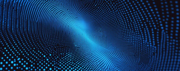 Obraz premium Blue digital abstract technology background with circle dots, symbolizing the integration of blockchain technology, big data, and futuristic digital networks