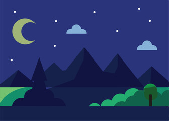 Fototapeta premium vector illustration of a night landscape