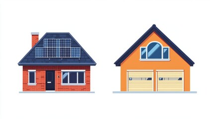 Residential home and garage illustration