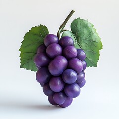 Fototapeta premium Purple Grapes with Leaves Fresh Fruit Healthy Food
