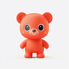 Fototapeta premium Cute Reddish Teddy Bear Cartoon Character Rendered With Rounded Shapes and a Soft Lighting Style