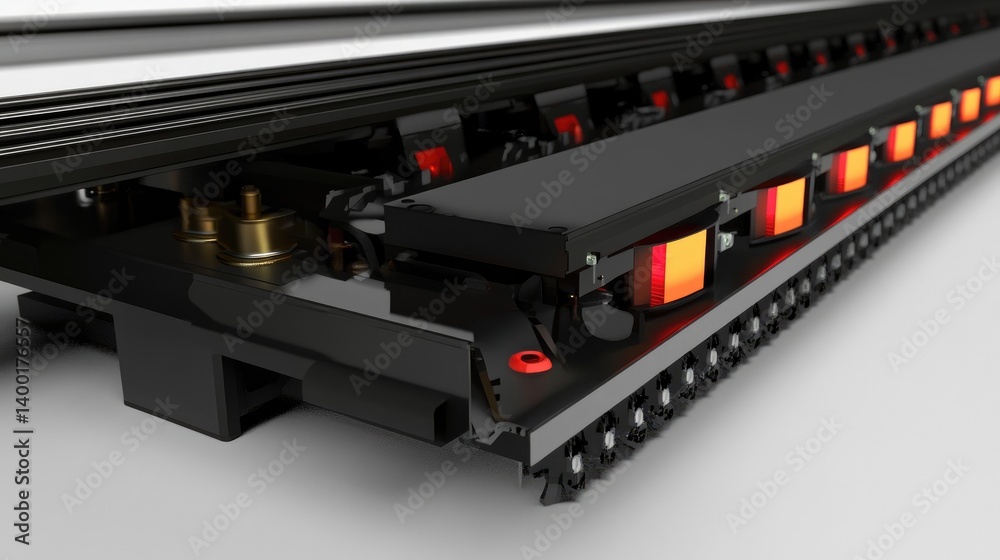 Poster conveyor-driven system with integrated quality control sensors and robotic handling