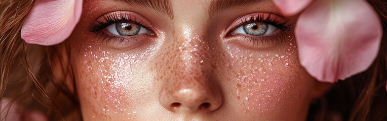 Floral and Pink Makeup Look - Soft Feminine Beauty with Flower Petals Around Eyes