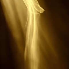 Ethereal golden light streams down creating a mystical and enchanting atmosphere with soft glow and shadows abstract background