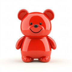 Obraz premium Red Teddy Bear Adorable Toy Smiling Face Sweet Glossy Surface Cheerful Character Cute Playful Animal
