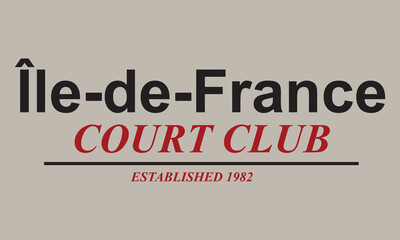 Court Club Established 1982 Lie-de-France with a typography slogan with college varsity print for a graphic tee t-shirt or sweatshirt.