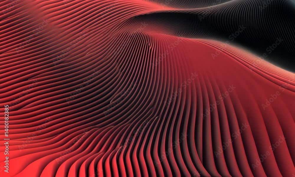 Poster abstract red and black undulating waves creating a mesmerizing 3d landscape background