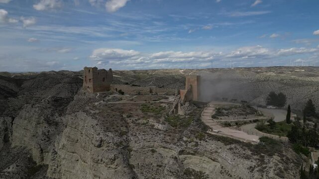 Desert in Alfajar&iacute;n, a municipality in Arag&oacute;n, Spain. Drone shot.