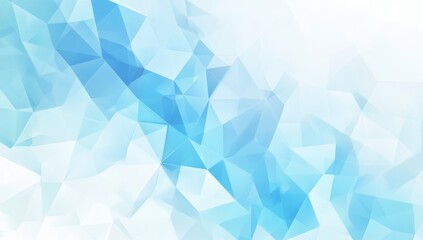 Abstract geometric background with light blue and white triangles. A soft, blended, and translucent design that suggests a futuristic or technology-oriented theme