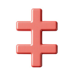 Obraz premium glossy, coral colored double cross symbol with smooth, textured surface, isolated transparency