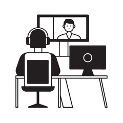 Remote worker at desk with monitors
