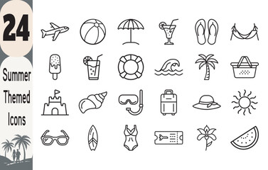 Summer themed icon set for design