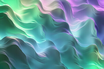 Obraz premium Abstract flowing fabric design with vibrant teal and pastel colors.