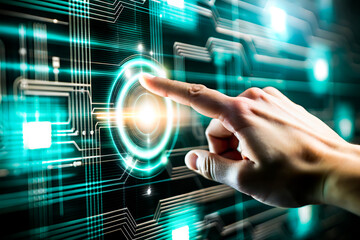 Global network connection, touch the future and interface technology.