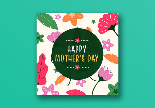 Happy Mother&rsquo;s Day Greeting Card with Colorful Floral Design.