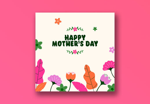Happy Mother&rsquo;s Day Greeting Card with Colorful Floral Design.