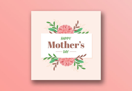 Happy Mother&rsquo;s Day Floral Card, Editable Social Media Post Design.