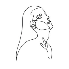 continuous line drawing of woman portrait. minimalism line art. vector illustration