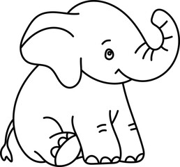Coloring Page Outline of Cartoon Elephant. Jungle Animals. Coloring Book for Kids.