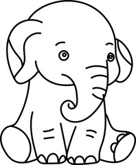 Coloring Page Outline of Cartoon Elephant. Jungle Animals. Coloring Book for Kids.