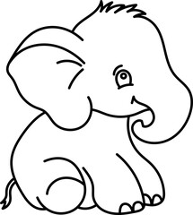 Coloring Page Outline of Cartoon Elephant. Jungle Animals. Coloring Book for Kids.